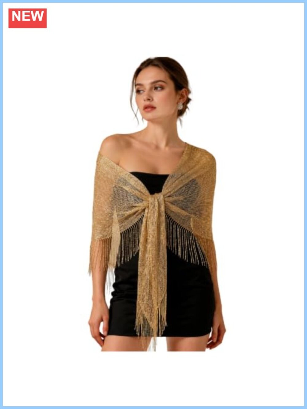 Metallic Sequin Fringe Shawl Wrap Women Triangle Scarf Party Beach Coverup
